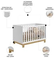 Berço Americano Mini Cama Slim Q Encanto Branco - Qmovi