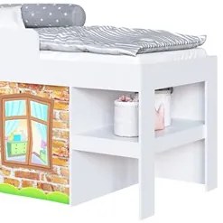 Cama Elevada Com Cortina Imaginação Meu Fofinho A05 Branco - Mpozenato