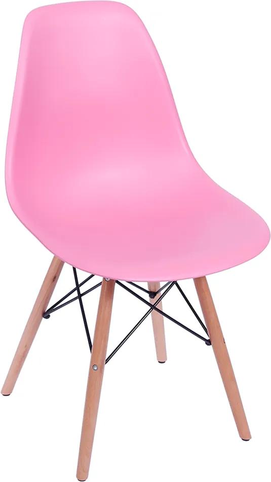 Cadeira Eiffel DSW Eames Sem Braço Pés Madeira Rosa