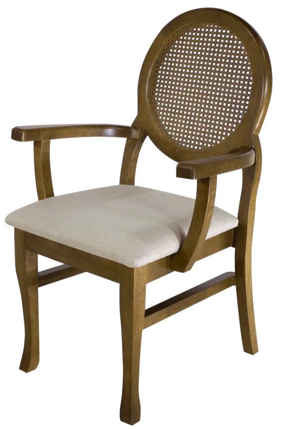Cadeira De Jantar Medalhão Contemporânea com Braço - Wood Prime 34481 Liso
