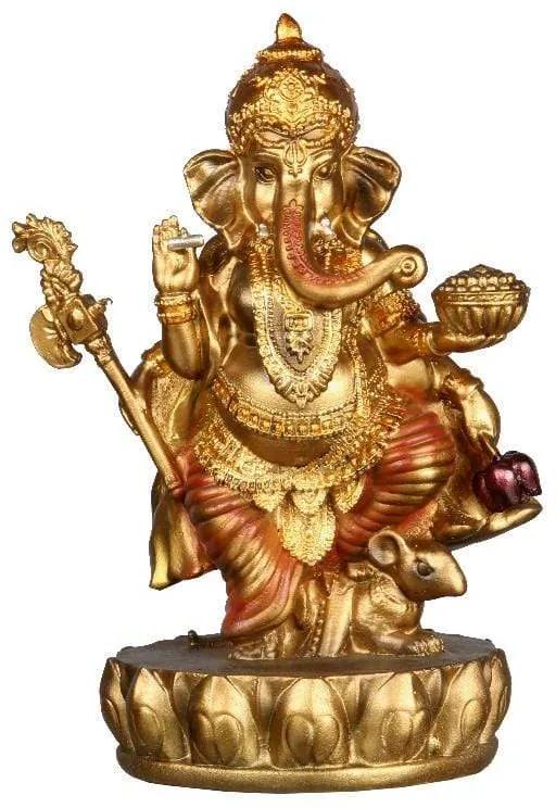 Deus Hindu Ganesh | Dourado e Vermelho