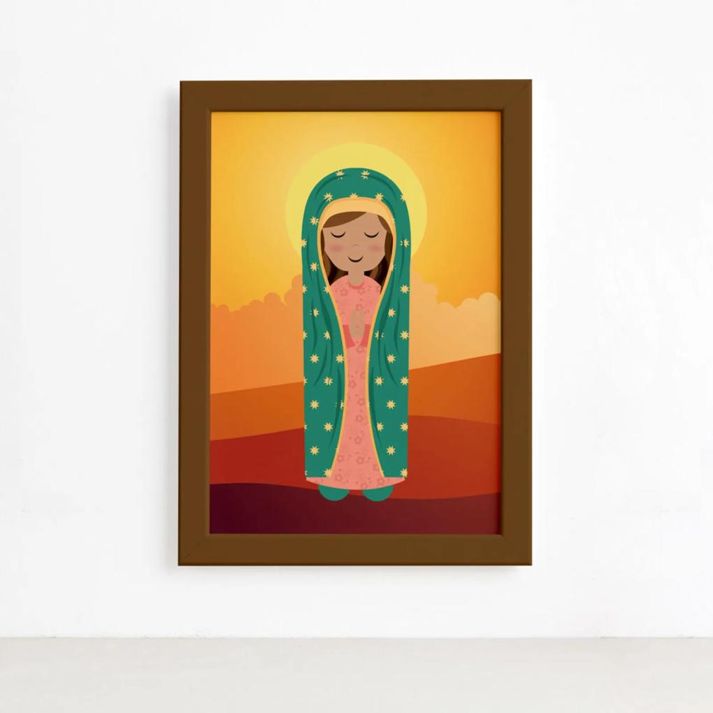 Quadro Nossa Senhora de Guadalupe Moldura Marrom 22x32cm