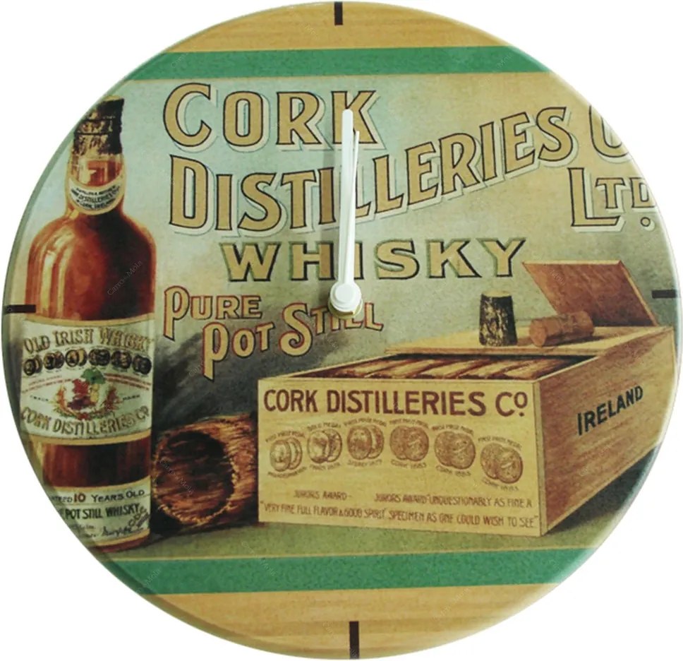 Relógio de Parede Whisky Cork em Madeira MDF - 28 cm