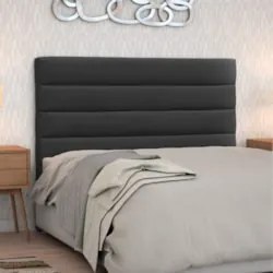 Cabeceira Casal King 195cm Greta Suede Liso Preto Z51 - Mpozenato