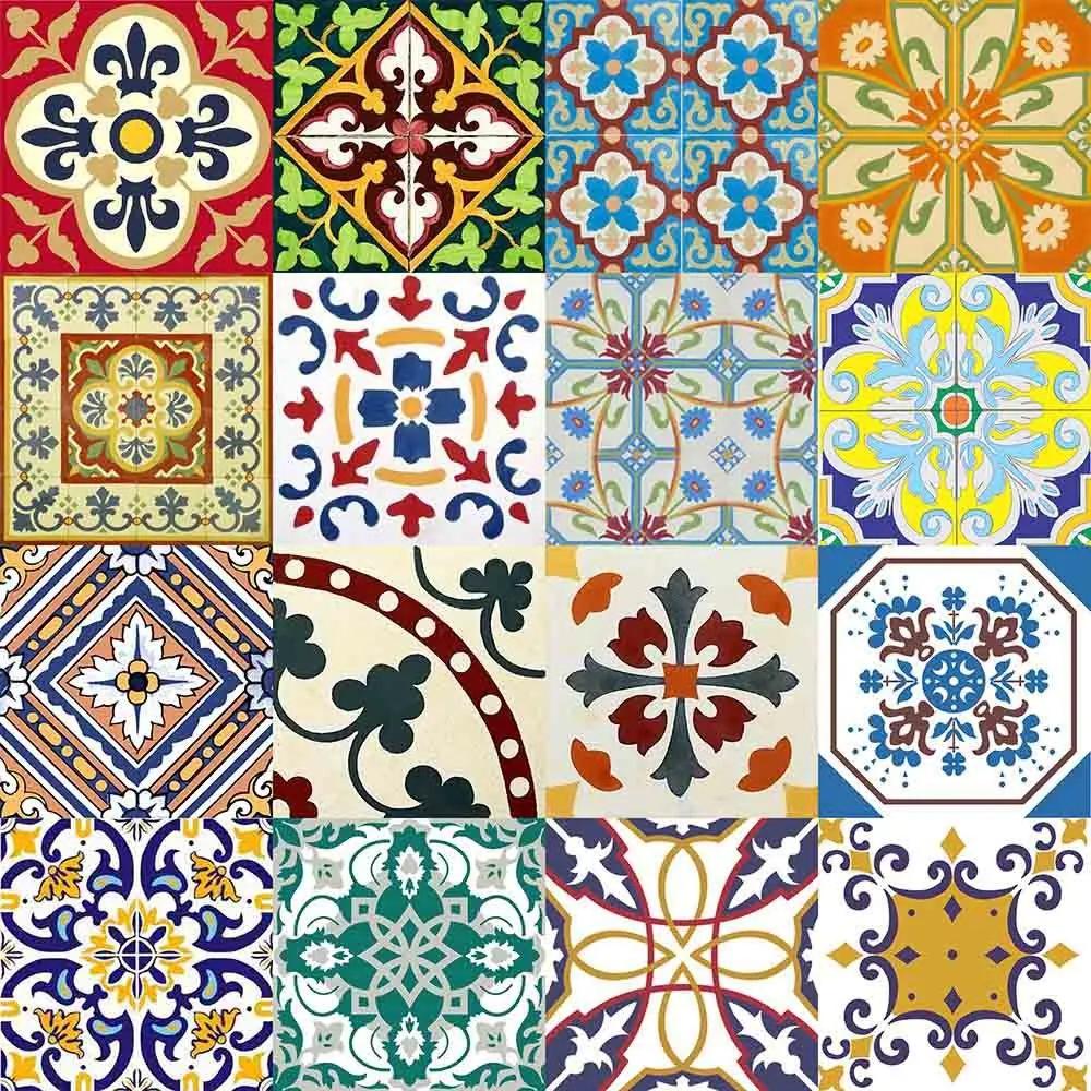 Adesivo para Azulejo Português Mosaico Amarante Vinil 15x15cm 16 peças Cosi Dimora