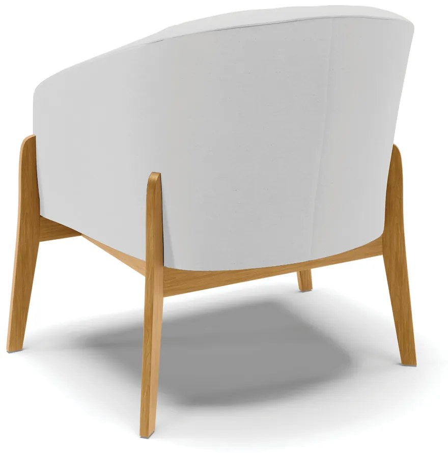 Poltrona Decorativa Base de Madeira Stella Linho D03 - D'Rossi - A05 Cinza