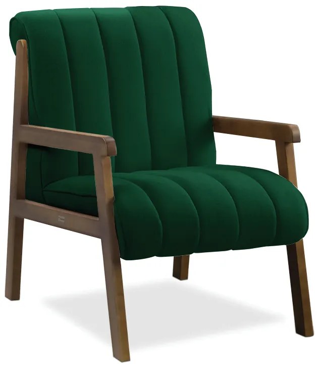 Poltrona Decorativa para Sala Base de Madeira Daline Bouclê Verde E03 - D'Rossi