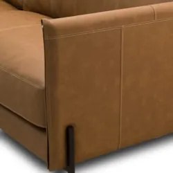 Sofá 3 Lugares Para Sala Living 240cm Bliss L08 Couro Camel  - Mpozena