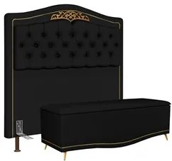 Cabeceira Cama Box Casal 140cm Com Calçadeira Baú Imperial J02 Sintéti