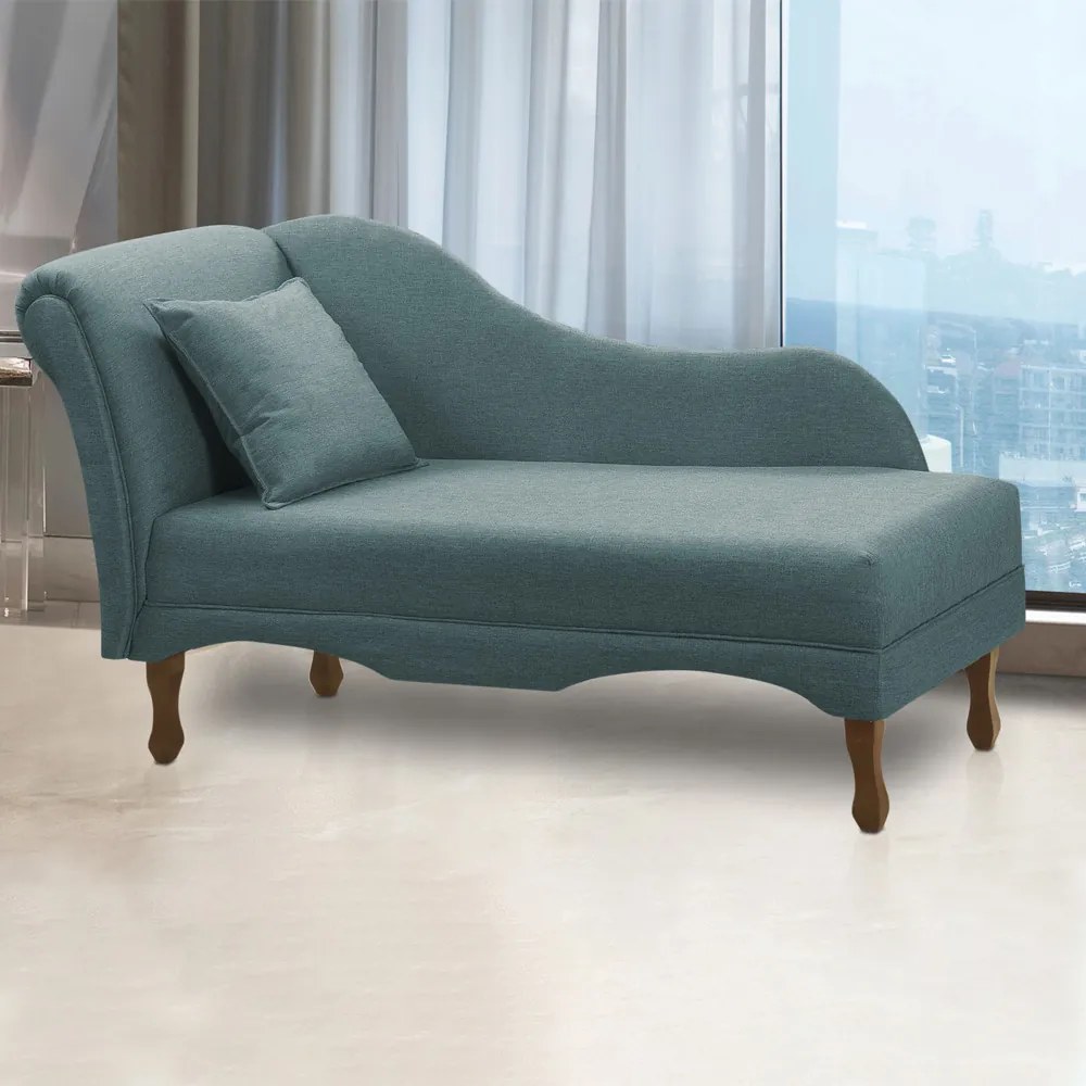 Divã Recamier Pés Retrô Medelin 150cm Linho E03 - D'Rossi - Azul