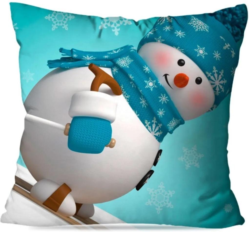 Capa de Almofada Avulsa Decorativa Happy Snowman 35x35cm