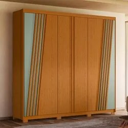 Guarda Roupa Casal 6 Portas 240cm Ouro Verde Cinamomo/Sálvia - Albatro