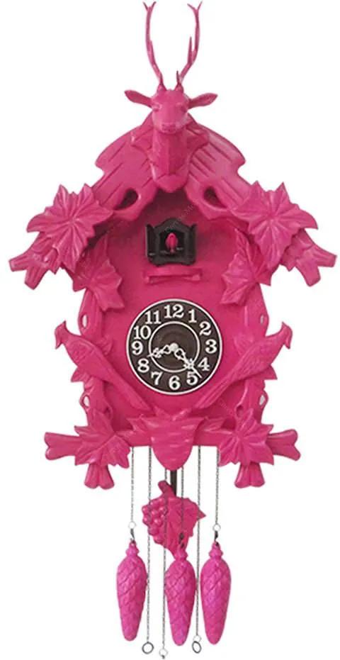 Relógio de Parede Cuco Pink em Madeira - Urban - 65x60 cm