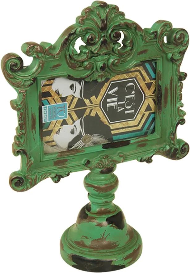 Porta-Retrato Pedestal Verde em Metal - 32x23 cm