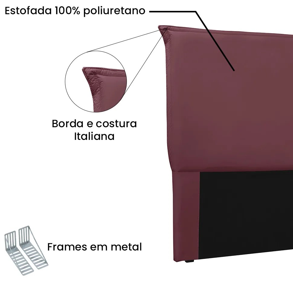 Cabeceira Cama Box Casal 140 cm Garden Veludo Vinho S04 - D'Rossi