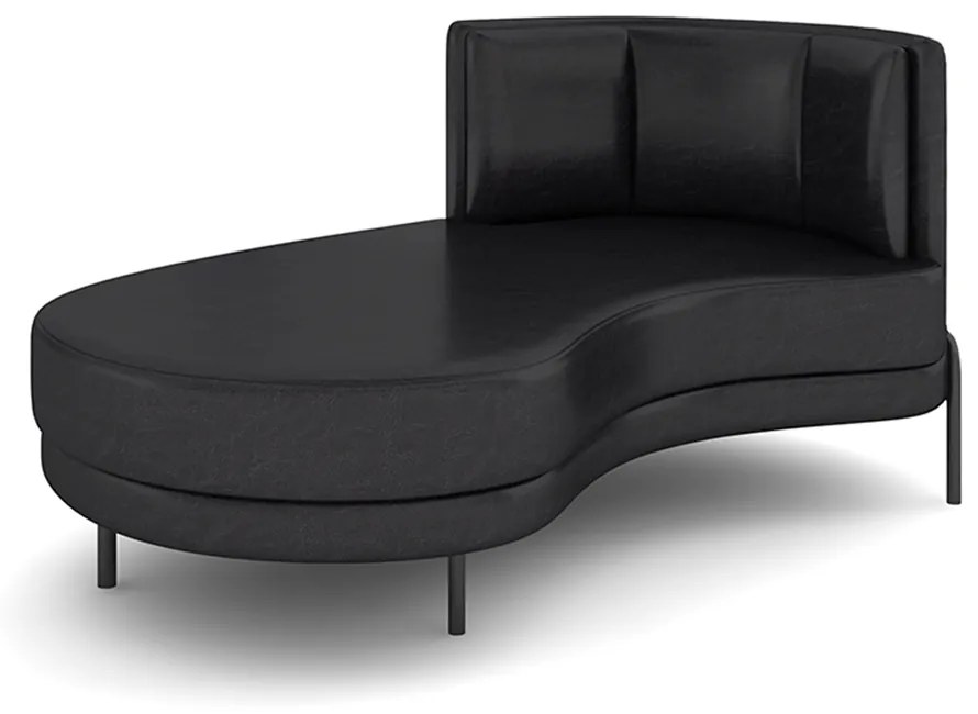 Sofá Chaise Lado Esquerdo Downey Sala de Estar PU Preto G15 - Gran Belo