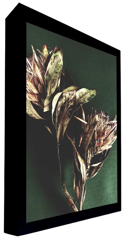 Quadro Decorativo 135x135 cm Flor 009 com Moldura Laqueada Preto G64 - Gran Belo
