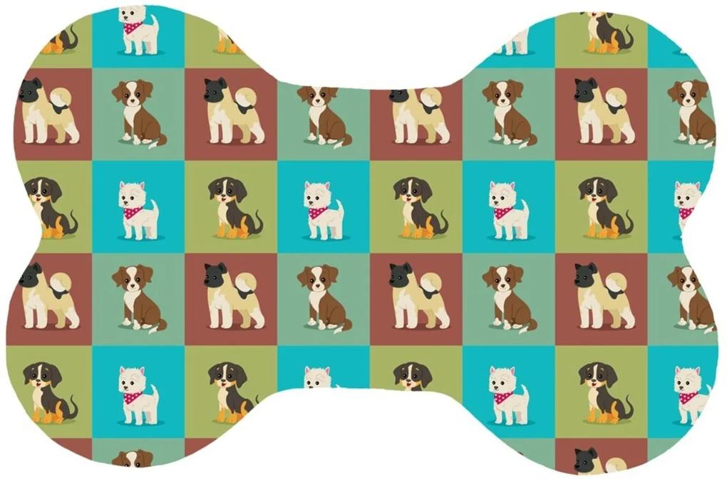 Tapete Love Decor Wevans Pet Dogs Quadriculados Colorido