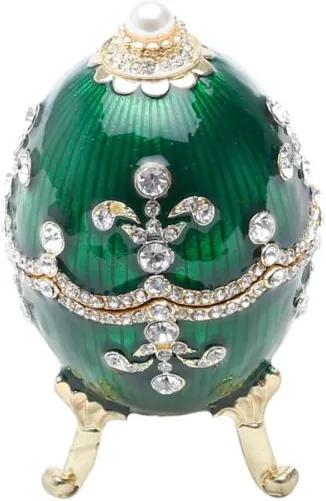 Porta Jóias Zamac Ovo Fabergé Royal Verde 6x9cm 25654 Prestige