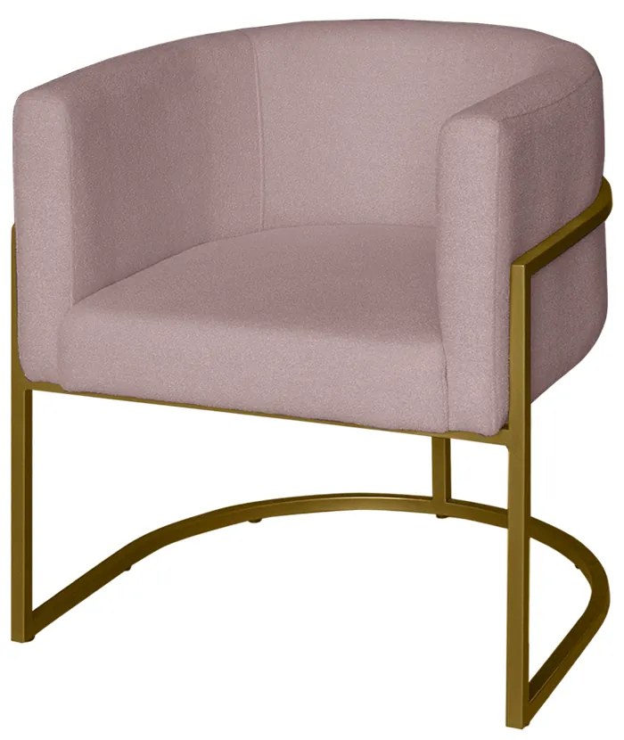 Poltrona Base Industrial Dourado Sala de Estar Lety Veludo S05 - D'Rossi - Rose