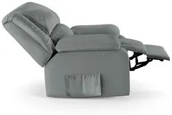 Poltrona do Papai Reclinável Pietra Power Touch Massagem FH9 PU Cinza