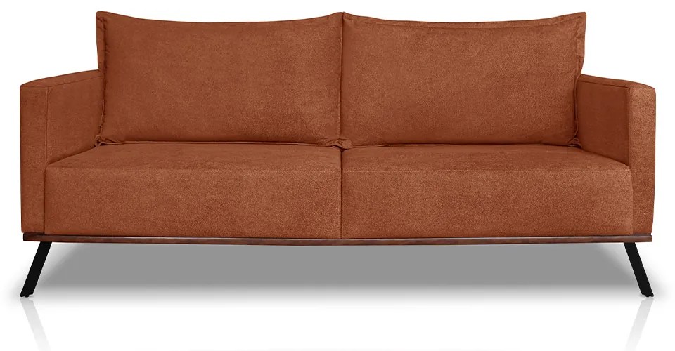 Sofá Living 2 Lugares com Pés de Ferro Almofadas Soltas 180cm Saiph Bouclê Terracota G63 - Gran belo