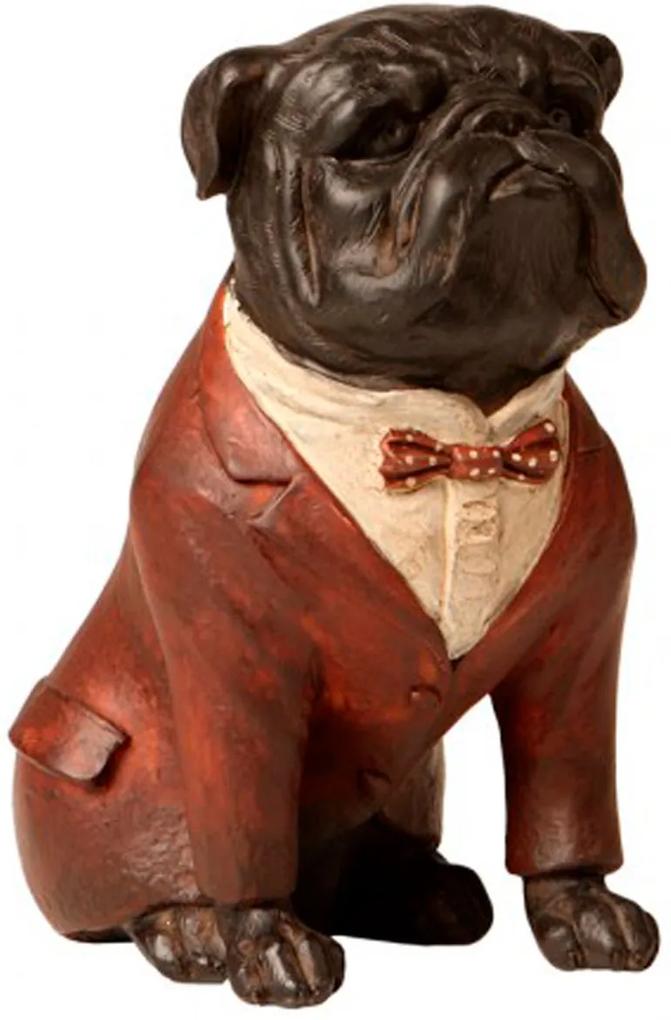 Estatueta Cachorro Paletó Vermelho - 16cm