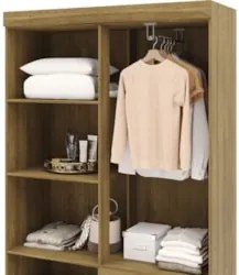 Guarda Roupa Solteiro 103cm Com Espelho Mayra Nature V02 - Mpozenato