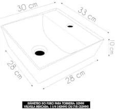 Cuba Pia de Apoio Para Banheiro Quadrada 33cm Aya C08 Preto - Mpozenat