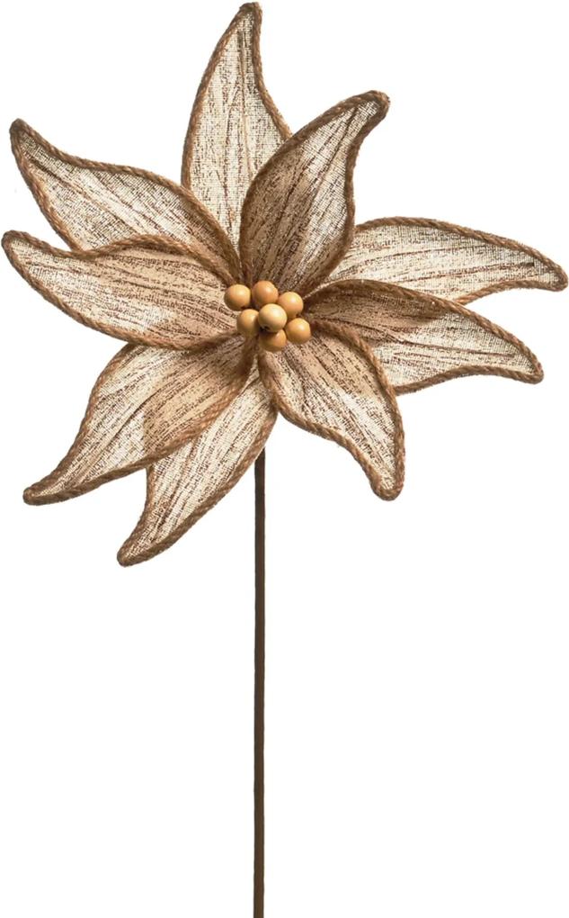 Flor Natalina Artificial Poinsettia Marrom Cabo Médio 50cm
