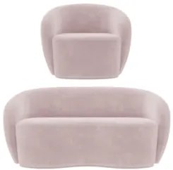 Sofá 2 Lugares Living 160cm e 1 Poltrona Giratória Garbin Z08 Veludo R