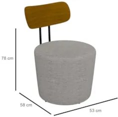 Kit 2 Poltronas Decorativas Redondas 53cm Le Moon Z32 Linho Cinza - Mp