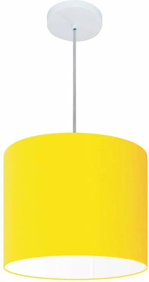 Lustre Pendente Cilíndrico Md-4054 Cúpula em Tecido 30x21cm Amarelo - Bivolt