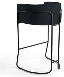 Banqueta Decorativa Base Aço Preto Betina C-05 Corano Black - Domi