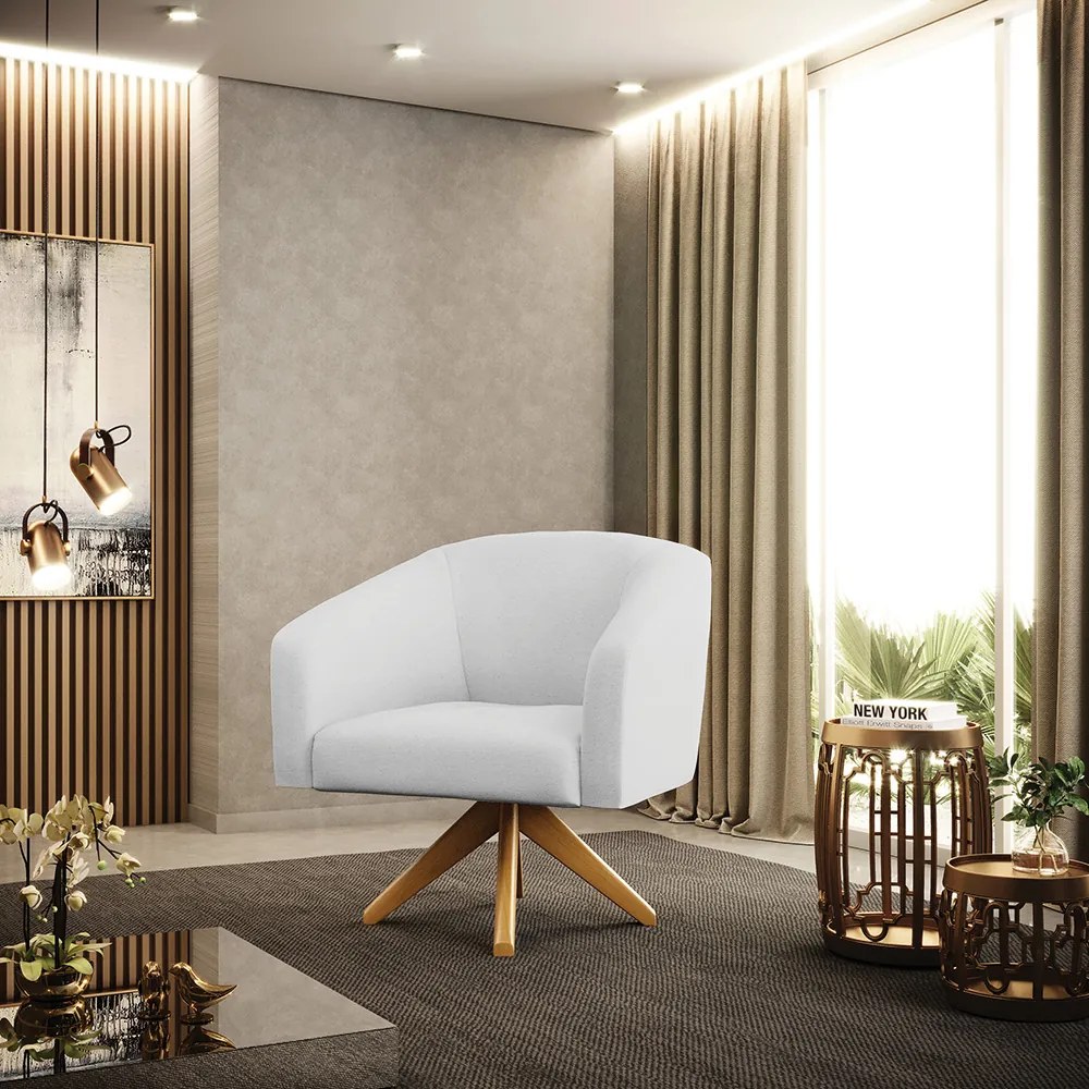 Poltrona Decorativa Giratória MA30 Stella Linho D03 - D'Rossi - A05 Cinza
