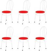 Kit 6 Cadeiras Baixas 0.134 Redonda Branco/Vermelho - Marcheli