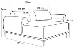 Sofá 265cm 4 Lugares com Chaise Esquerdo Pés Gold Molino D-465 Linho C