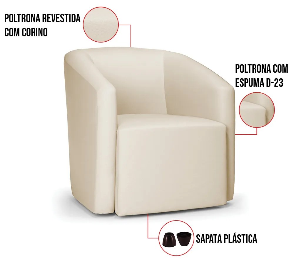 Poltrona Decorativa Orgânica Stella Max Sintético  D03 - D'Rossi - Bege