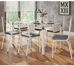 Conjunto Sala de jantar Mesa Bonnie com 6 Cadeiras Judy - Wood