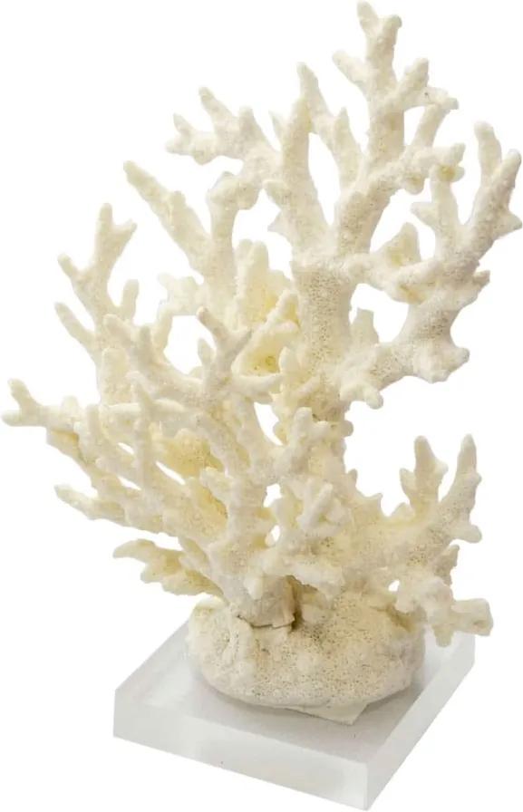 Escultura de Coral em Resina Branca e Base em Acrílico - 20x13x8cm