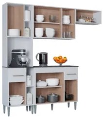 Cozinha Compacta Com Balcão Nicole 202cm P11 Branco - Mpozenato