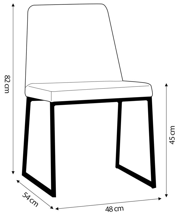 Kit 5 Cadeiras de Jantar Decorativa Base Aço Preto Javé Linho Branco Gelo G17 - Gran Belo