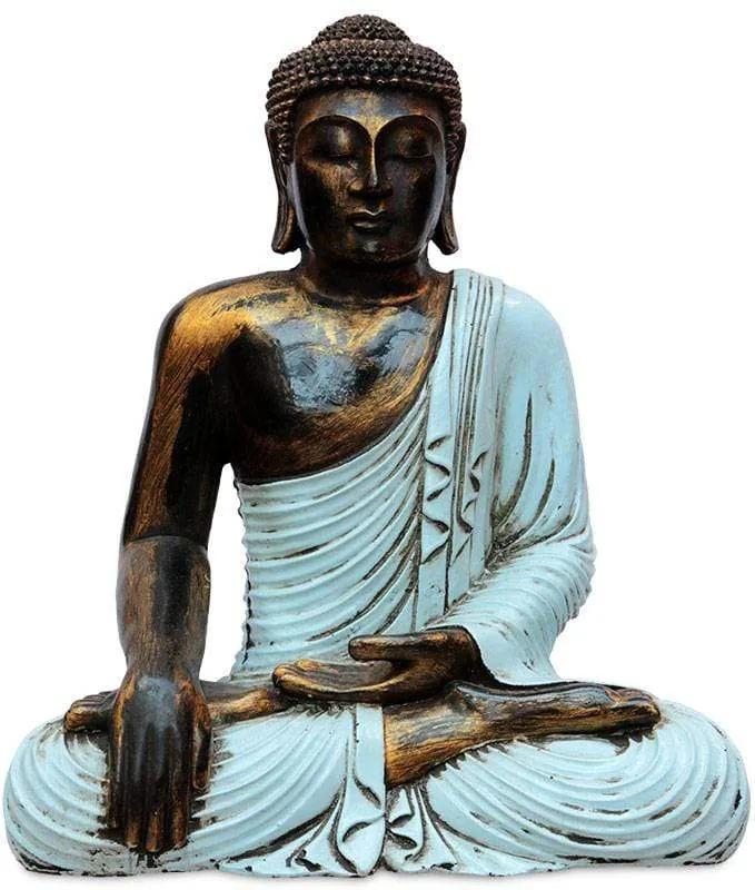 Estátua Buda Color Azul Pátina