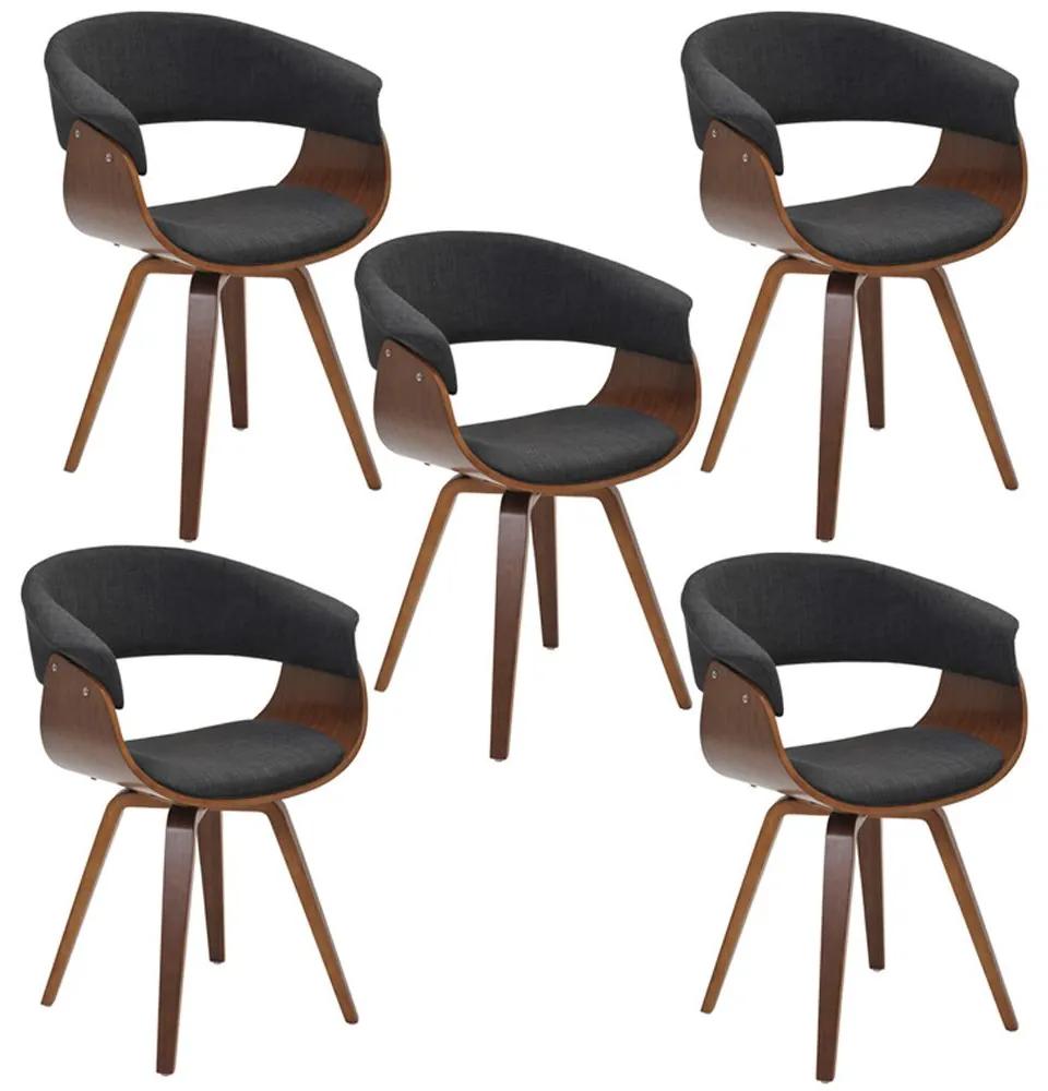 Kit 05 Cadeiras Decorativas para Escritório Recepção Ohana Fixa Linho Grafite G56 - Gran Belo