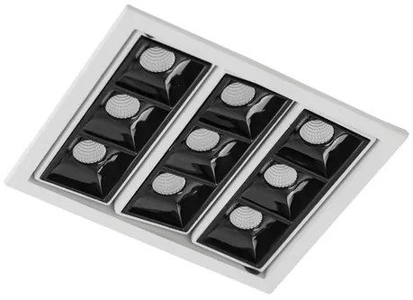 Plafon Led Embutir Aluminio 21W 48 2700K Picco - PRETO / BRANCO