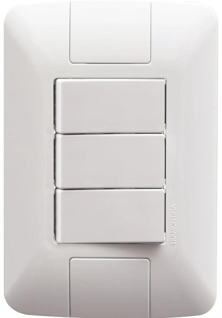 Conjunto 4x2 com 3 Interruptores Simples Tramontina Aria 6 A 250 V Branco -  Tramontina