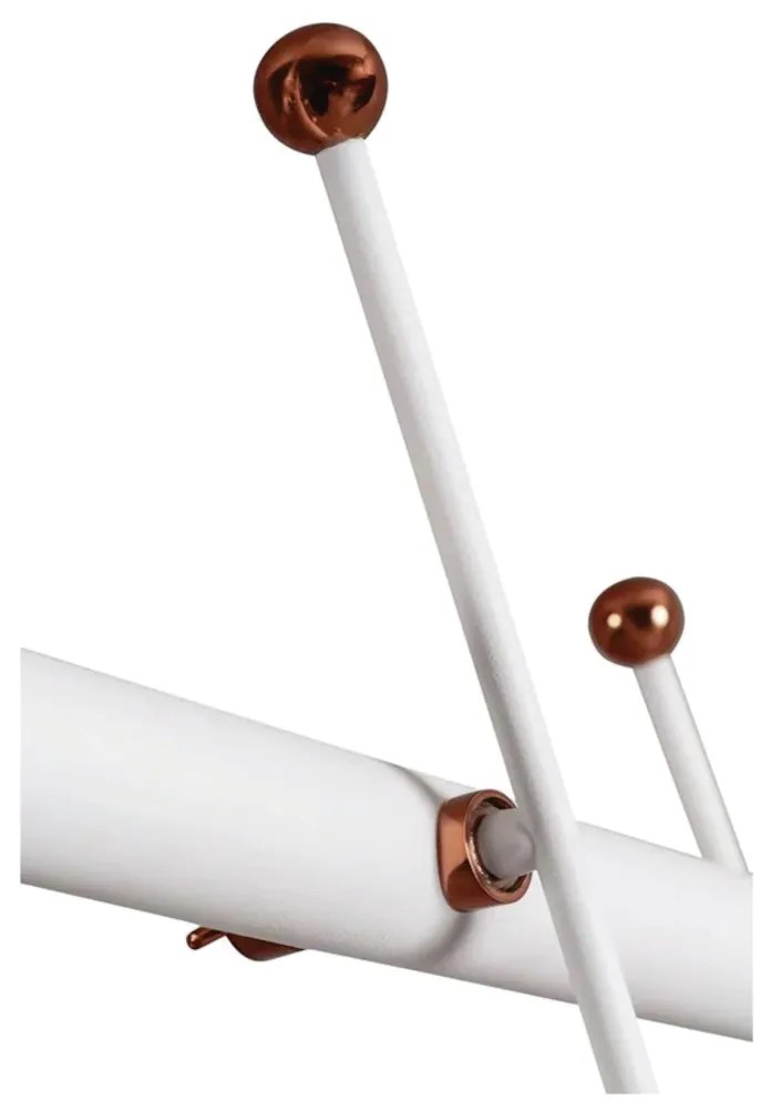 Pendente Varal 42X100X20Cm 04Xg9 Globo Ø12Cm - Usina 50000/4 (CP-M - Champanhe Metálico, Branco (Fosco))