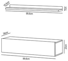 Bancada Suspensa e Prateleira 99cm Slat M20 Palisandro/Off - Mpozenato