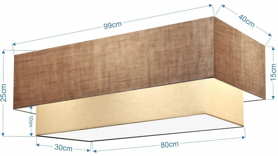 Plafon Para Sala de Jantar Retangular SJ-3072 Cúpula Cor Palha Bege