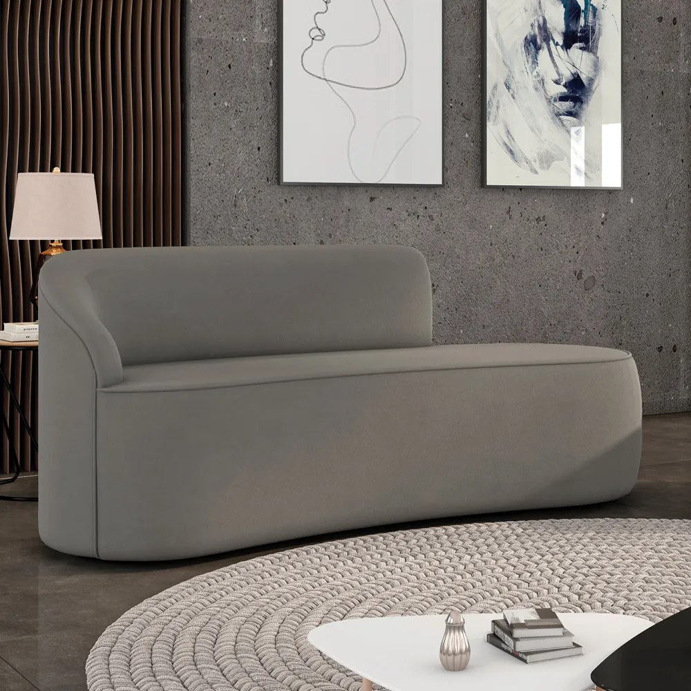 Sofá 2 Lugares Orgânico 140 cm Morgan Suede D03 - D'Rossi - Grafite